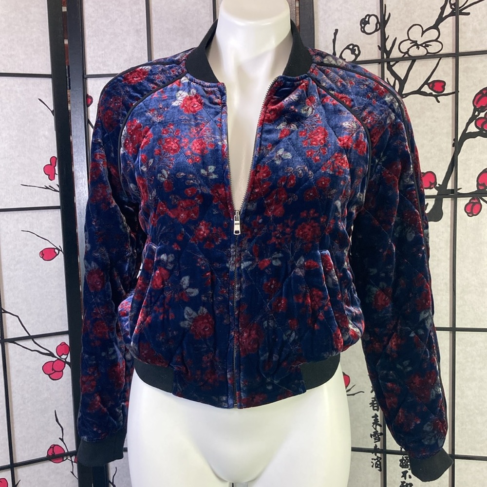 🐲💙Joie Quilted Bomber Floral Velvet Jacket
